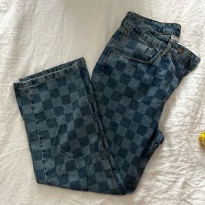 RAGGED Jeans checker print baggy jeans